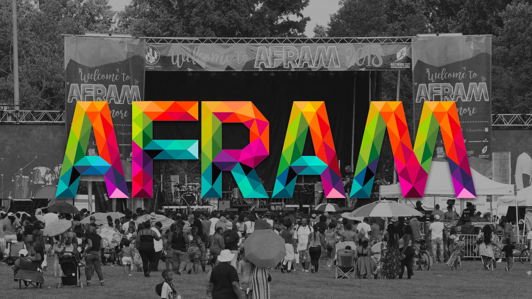 Baltimore AFRAM festival crowd with logo overlay