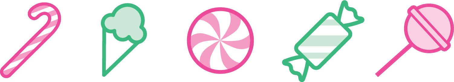 Candy illustration in pink and green.