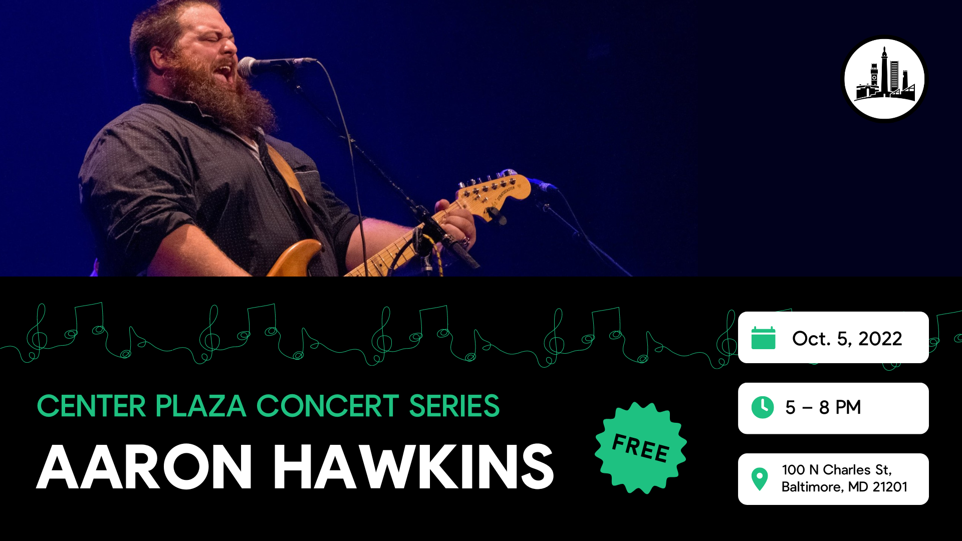 Aaron Hawkins Center Plaza Concerts September 2022 Promo Image