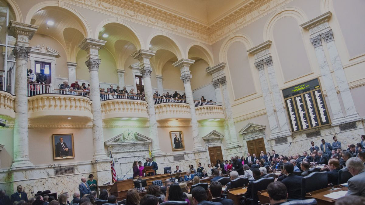 Inside the Maryland Senate building during General Assembly session.