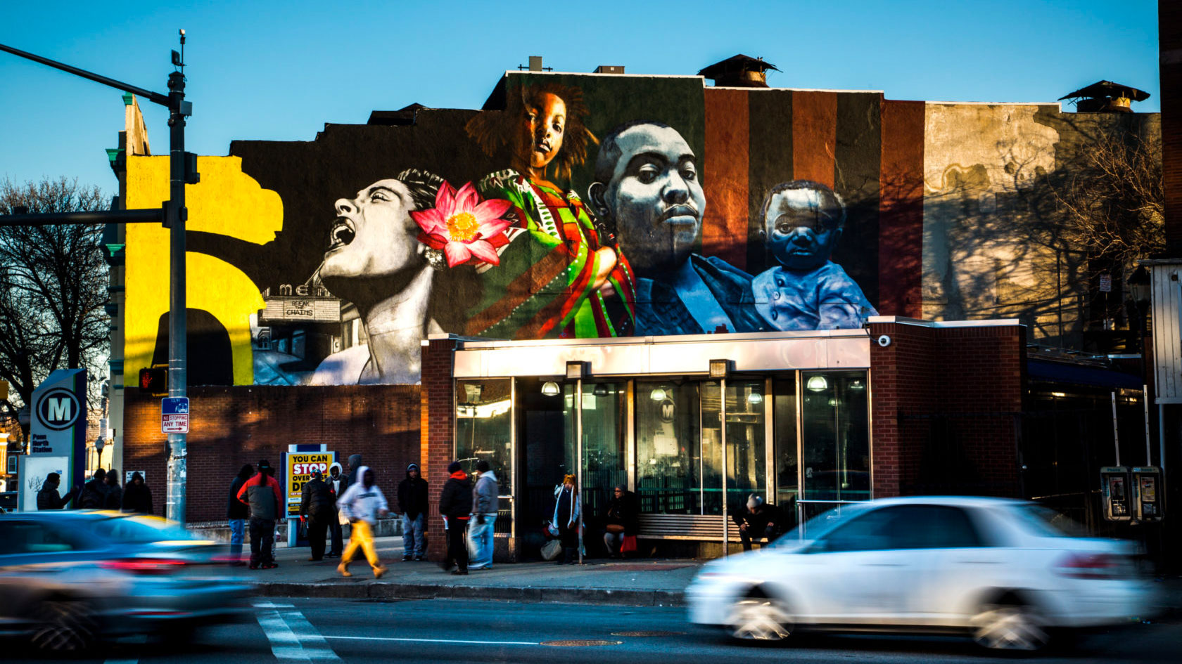 Jazz mural featuring Billie Holiday and Cab Calloway in Baltimore's Pennsylvania Ave Black Arts District. 