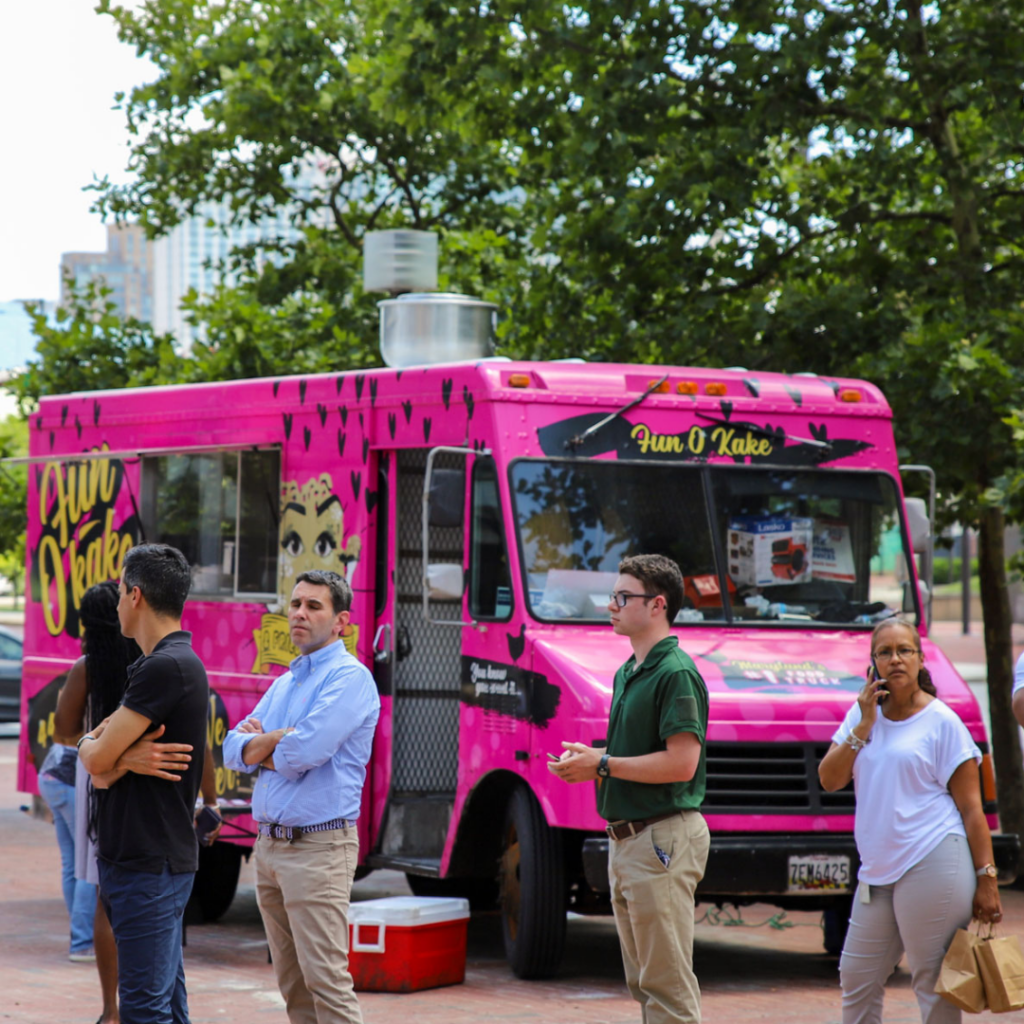 Food truck at the Pratt street Market in Baltimore.
